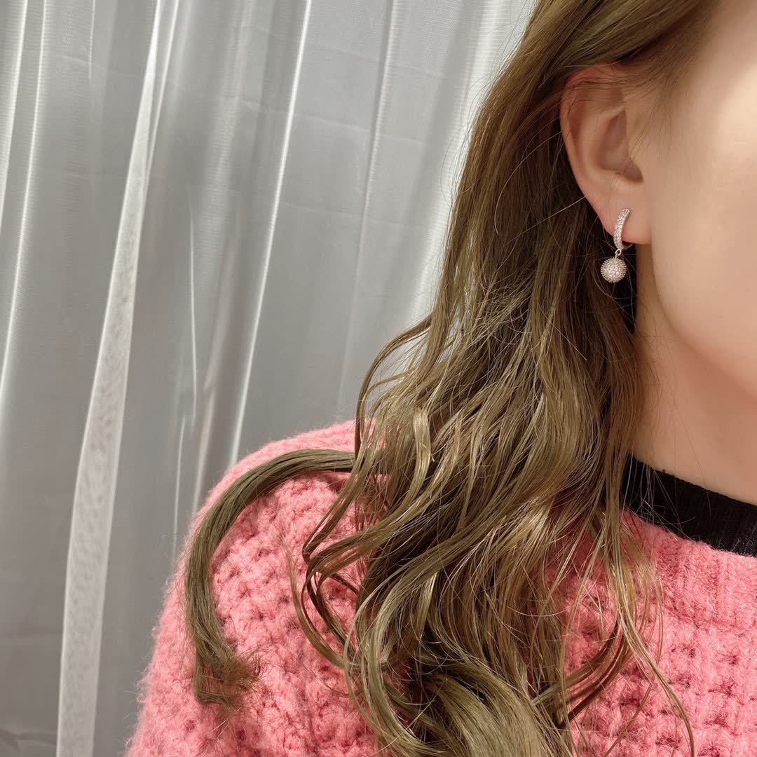 APM Monaco Elegant Silver Hoop Earrings with Pave Diamond Dangles